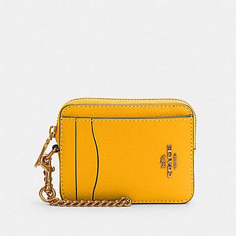 coach boxed metallic leather zip card case|coach zip pocket.